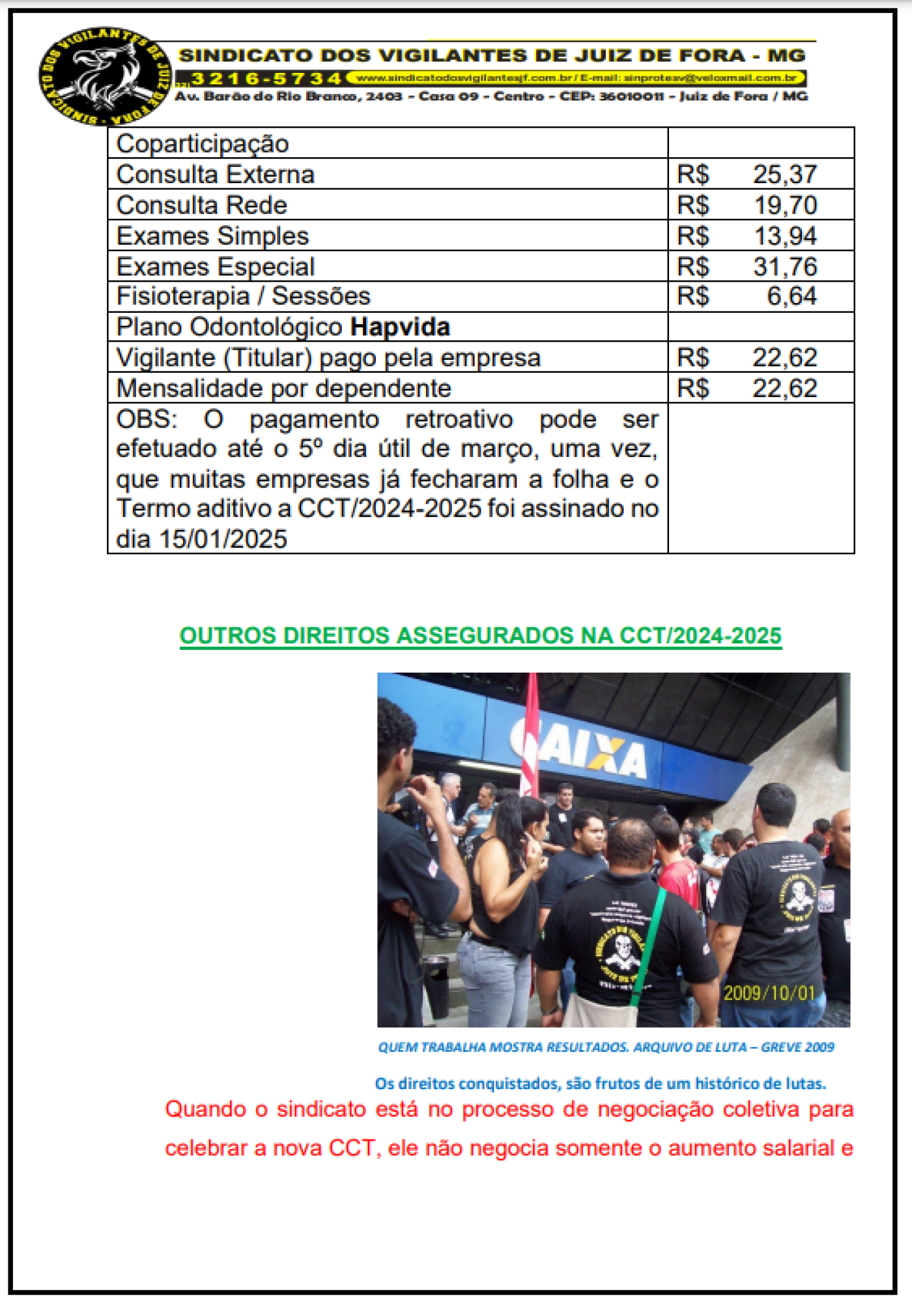 TABELA SALARIAL CCT 2024-2025